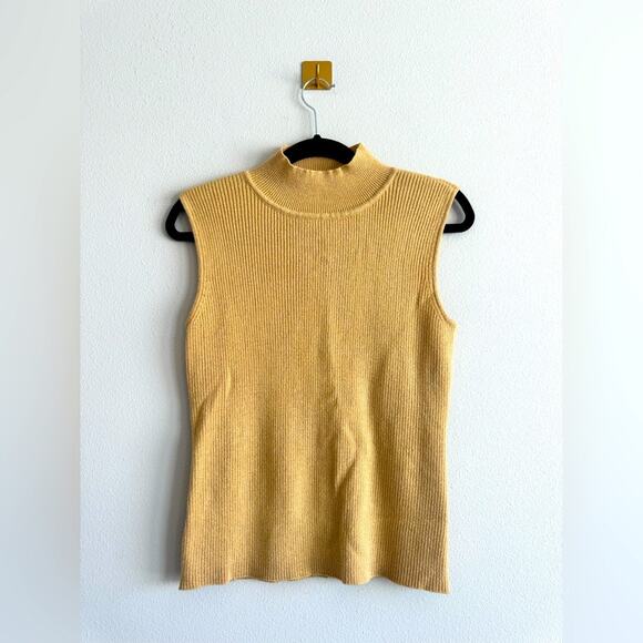 Vintage  Metallic-Glimmer Sleeveless Mock Neck Knit Top Size M - Picture 1 of 5